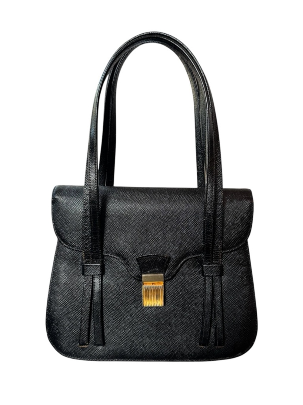 Bienen Davis Vintage Black Hand Bag with Gold Hardware